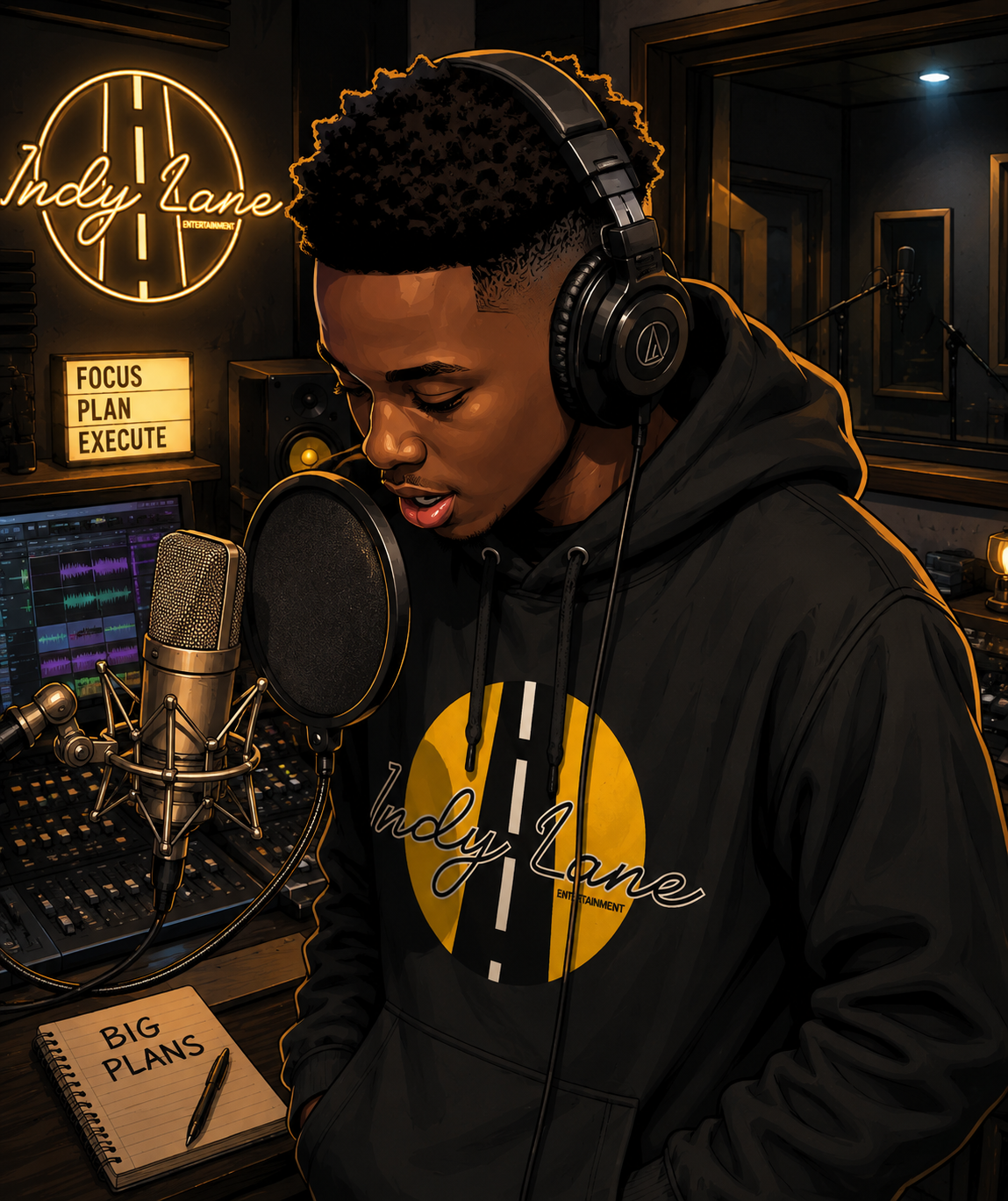 Benji recording in the studio