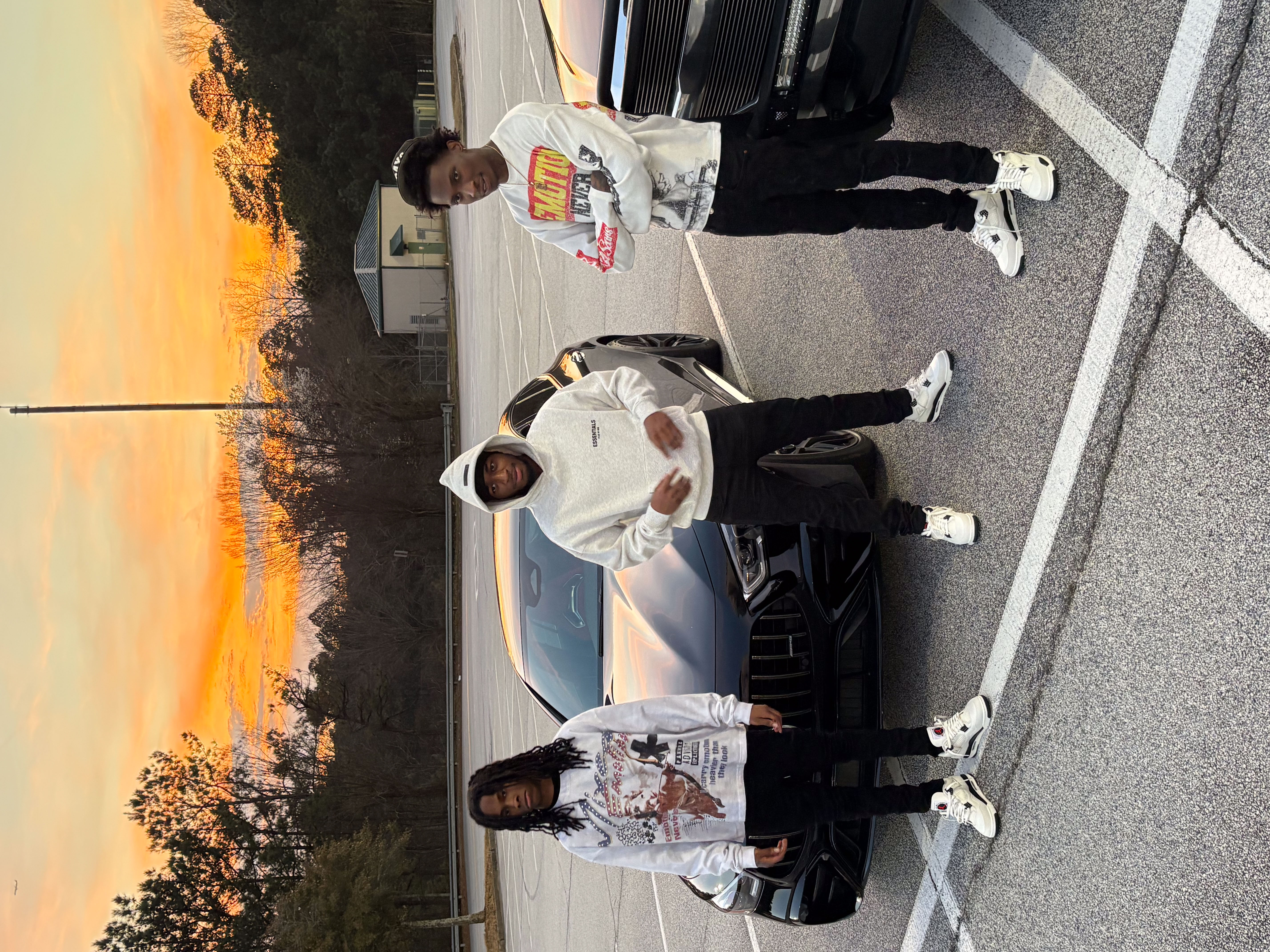 Richh Rabbits at sunset with cars